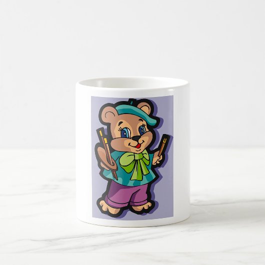 テディベアの画家: ベレー帽と絵筆 コーヒーマグカップ