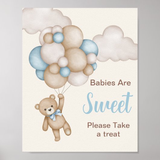 テディベアの看板をプレゼント ポスター (正面)