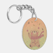 テディベアの秋の紅葉 キーホルダー (正面左)