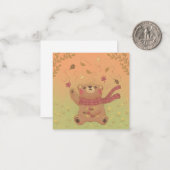 テディベアの秋の紅葉 ノートカード (正面/裏面インサイチュ)