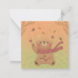 テディベアの秋の紅葉 ノートカード