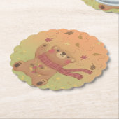 テディベアの秋の紅葉 ペーパーコースター (アングル)