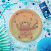 テディベアの秋の紅葉 ペーパープレート (パーティー)