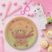 テディベアの秋の紅葉 ペーパープレート (パーティー)