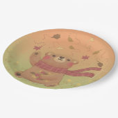 テディベアの秋の紅葉 ペーパープレート (アングル)