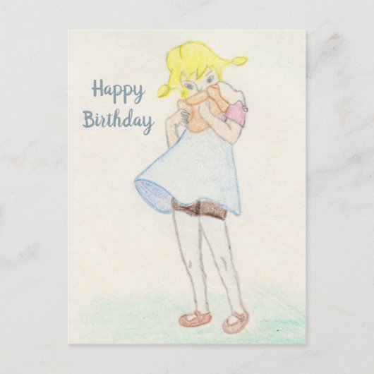 テディベアの素敵な女の子 ポストカード (正面)