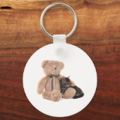 テディベアの腕の中の子猫 キーホルダー (正面)