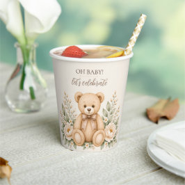 テディベアの花とOh Babyベビーシャワー 紙コップ