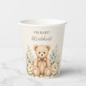 テディベアの花とOh Babyベビーシャワー 紙コップ (正面)