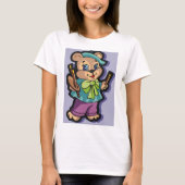 テディベアの芸術家 ベレー帽と絵筆 Tシャツ (正面)