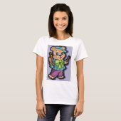 テディベアの芸術家 ベレー帽と絵筆 Tシャツ (正面フル)