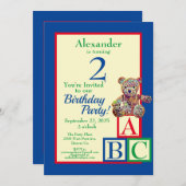 テディベアの誕生日パーティー 招待状 (正面/裏面)