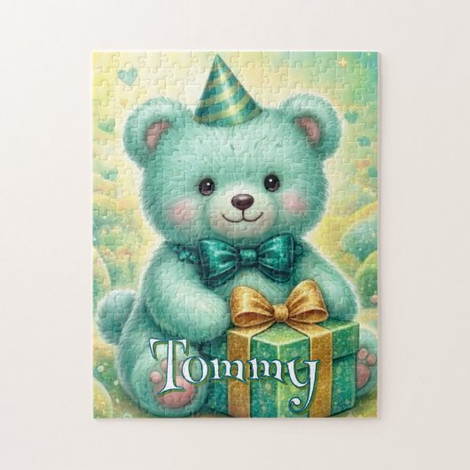 テディベアの誕生日 ターコイズ ミントグリーン ジグソーパズル (縦)