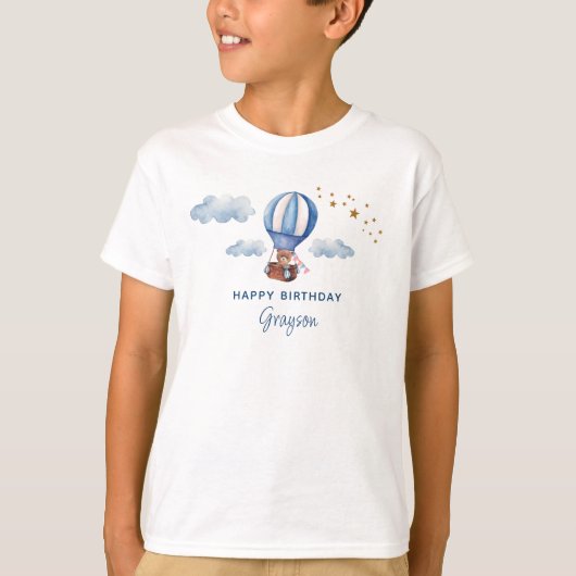 テディベアの誕生日 ブルー Tシャツ (正面)