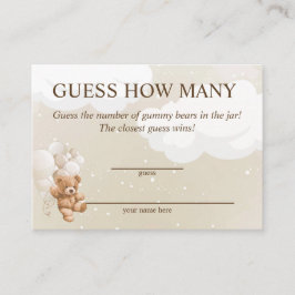 テディベアの赤ちゃんシャワーカードの数を推測 エンクロージャーカード