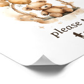 テディベアの赤ちゃん男女兼用シャワーを浴びる ポスター (角)