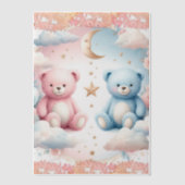 テディベアの雲と月のシーティングチャート ベラム紙招待状 (正面)