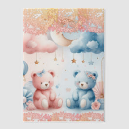 テディベアの雲と月のシーティングチャート ベラム紙招待状