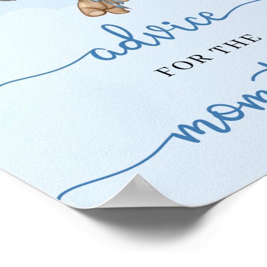 テディベアの青いバルーンのアドバイスは母のためにbe ポスター (角)