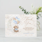 テディベアの風船が月の星を雲 サンキューカード (スタンド正面)