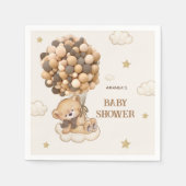 テディベアの風船ベージブラウン スタンダードカクテルナプキン (正面)