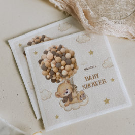 テディベアの風船ベージブラウン スタンダードカクテルナプキン