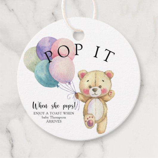 テディベアの風船ポップ・アートの – それ！ フェイバータグ (正面)