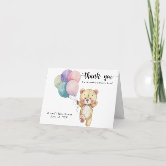 テディベアの風船感謝してい-あなた サンキューカード (正面)