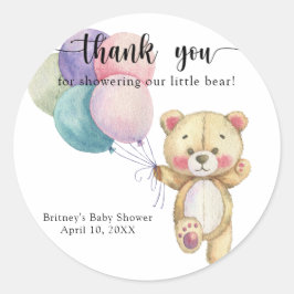 テディベアの風船感謝してい-あなた ラウンドシール