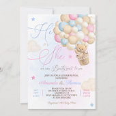 テディベアの風船 性別発表 招待状 (正面)