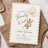 テディベアの風船 赤ちゃんのお披露目パーティー 招待状