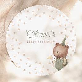 テディベアの1歳の誕生日パーティー ペーパープレート