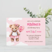 テディベアの2歳の誕生日パーティー招待状 招待状 (スタンド正面)