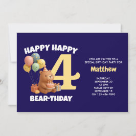テディベアの4歳の誕生日おめでとう 招待状
