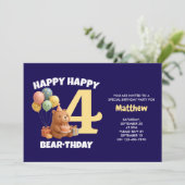 テディベアの4歳の誕生日おめでとう 招待状 (スタンド正面)
