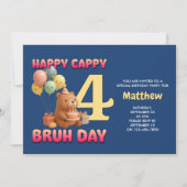 テディベアの4歳の誕生日おめでとう 招待状 (正面)