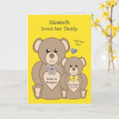 テディベアはパパを黄色と灰色で愛している カード (黄色い花)
