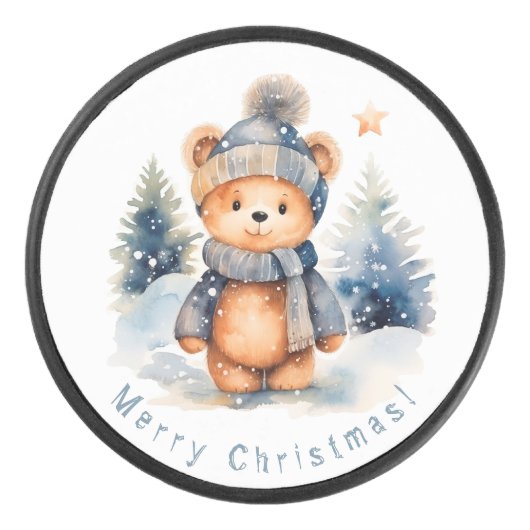 テディベアは森の中パーソナライズされただ。 アイスホッケーパック (正面)