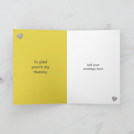 テディベアは灰色と黄色のミイラを愛している カード (内部)