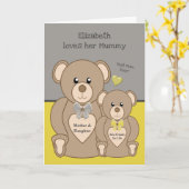 テディベアは灰色と黄色のミイラを愛している カード (黄色い花)