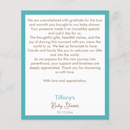 テディベアは赤ちゃんシャワー感謝していを待つ (裏面)