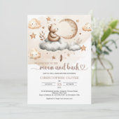 テディベアは雲のようなニュートラルな色で座っている 招待状 (スタンド正面)