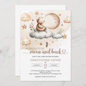 テディベアは雲のようなニュートラルな色で座っている 招待状 (正面/裏面)