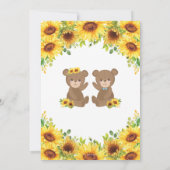 テディベアひまわりベイビーシャワー双子の男の子と女の子 招待状 (裏面)