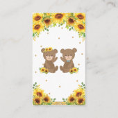 テディベアひまわり双子ボーイガール本を持って来る エンクロージャーカード (裏面)