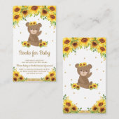 テディベアひまわり赤ちゃんシャワー本を持って来る エンクロージャーカード (正面/裏面)