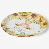 テディベアひまわり赤ちゃんシャワー誕生日パーティー ペーパープレート (アングル)