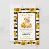 テディベアひまわり赤ちゃんシャワー サンキューカード (正面)