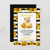 テディベアひまわり赤ちゃんシャワー サンキューカード (正面/裏面)