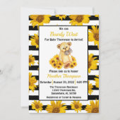 テディベアひまわり赤ちゃんシャワー 招待状 (正面)